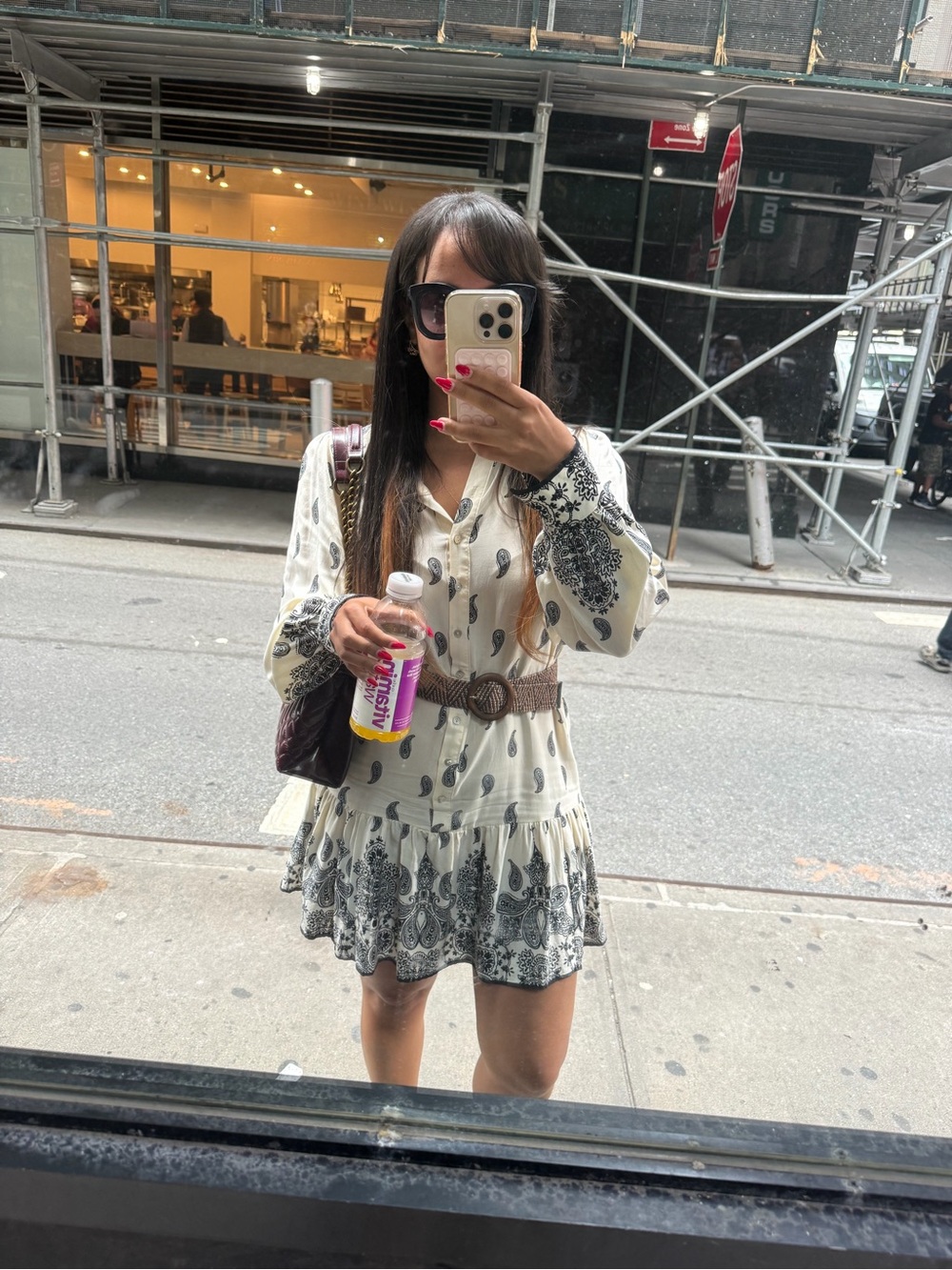 H&M Cream Paisley Button-Down Mini Dress